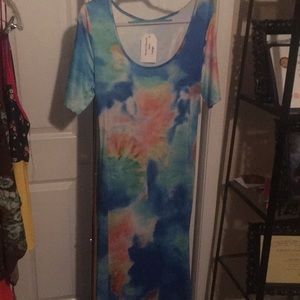 Colorful Tie Die Maxi Dress With Back Cut Out